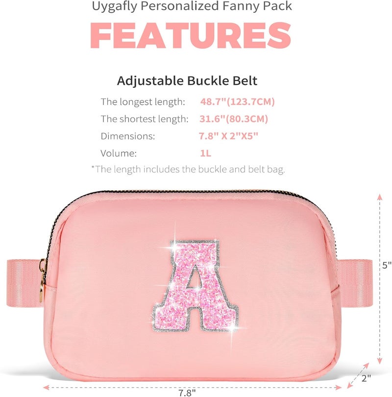 Uygafly Graduation Gifts for Teens Kids Daughter Sister Her - Birthday Gifts for 3 4 5 6 7 8 9 10 11 12 13 Year Old Girls,Fanny Pack Crossbody Bag Belt Bag Cute Trendy Stuff | Peach,Initial A - Image 5